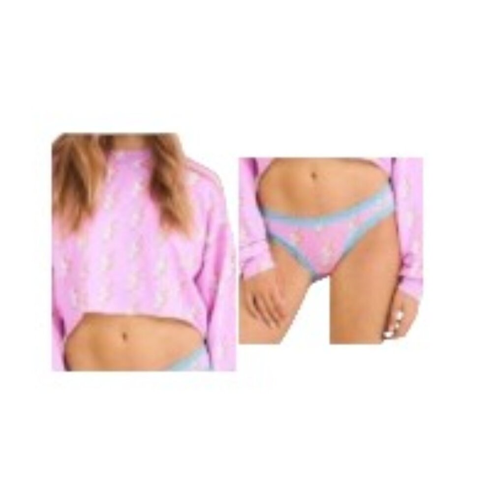 Stripe and Stare Cropped Sweatshirt Pink Genie Set Medium NWT